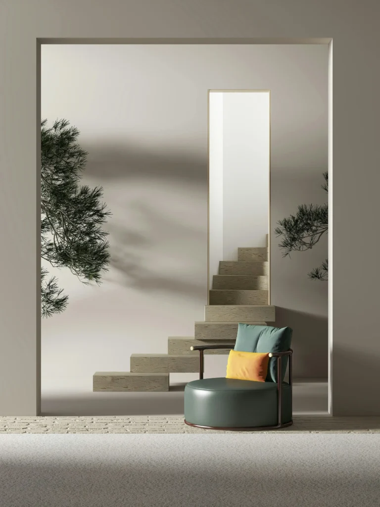 Zona de paso a escaleras minimalista